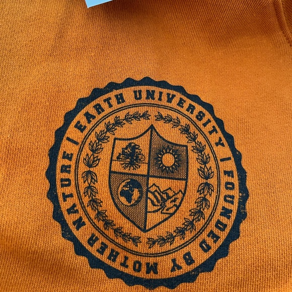 NWT Mother Earth University Orange French Terry Fleece Hoodie - Picture 4 of 4